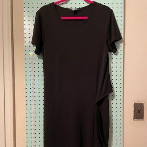 DKNY Black Tee-Shirt Dress with Asymetric Design